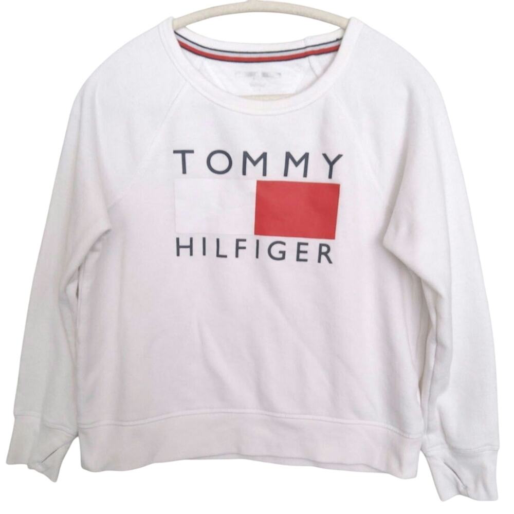 Tommy Hilfiger Sport crewneck sz S White Tommy graphic print varsity College